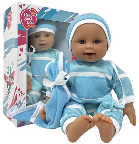 The New York Doll Collection 11 Pollici / 28 cm Ispanica Corpo Morbido bambolotto Bambola in Pacco Regalo (Gratifica ciuccio Incluso)