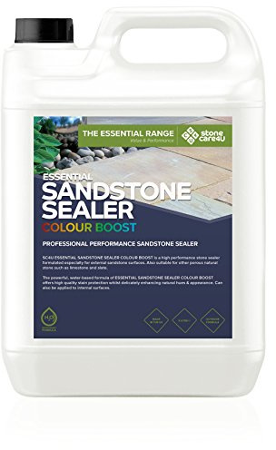Stonecare4u - Essential Sandstone Sealer 'Colour Boost' - High Performance Eco Friendly Colour Enhancing Sealer, Specifically Formulated for Sandstone and Indian Sandstone Paving & Patio's (5 Litre)