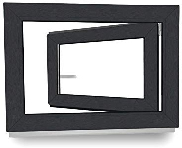 Kellerfenster - Fenster - Dreh- & Kippfunktion - innen anthrazit/außen anthrazit - BxH: 100 x 60 cm - 1000 x 600 mm - DIN Links - 2 fach Verglasung - 60 mm Profil
