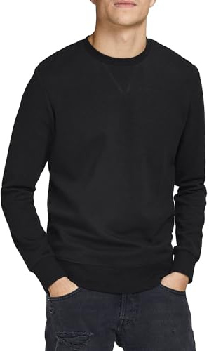 JACK & JONES Pull à col Rond pour Homme JJEBASIC de Base de, Couleurs:Noir, Taille Chandail:L