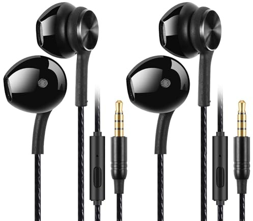 2 Pack Écouteurs Filaire Intra-Auriculaires Magnétiques de Sport,Ergonomique Stéréo avec Microphone, Anti-Bruit Casque, Haute Définition, Jack 3.5mm pour Samsung,LG,Xiaomi,Sony,Huawei etc - Noir