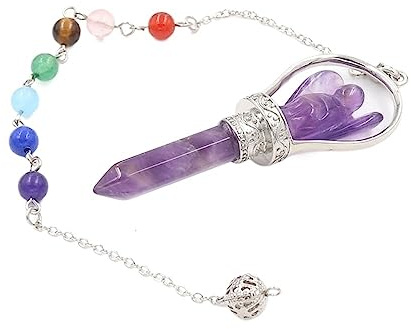 Ametist Chakra Dowsing Pendelhänge Ametiststen Ängel Healing Scepter Wicca, Lila Ametist
