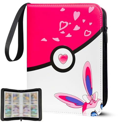 SALADOCY 63 Seiten 504 Karten Scrapbook, Trading Card Album, PU Waterproof Card Protector Album mit Reißverschluss, Geschenk für Mädchen (Pink)