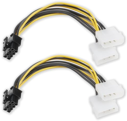8 Pin PCIe to Molex 2x 4 Pin Power Cable 2-Pack 8-Pin GPU Graphics Card Power Wire Adapter Dual 4Pin Male 8Pin Female Graphics Card Power Supply Cord, 20cm Length