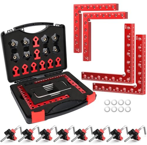 Corner Clamp for Woodworking, 90 Degree Corner Clamp, Aluminum Alloy 4 Pack 5.5x 5.5 Positioning Squares Right Angle for Woodworking Tools, for Picture Frame, Box, Cabinets, Drawers