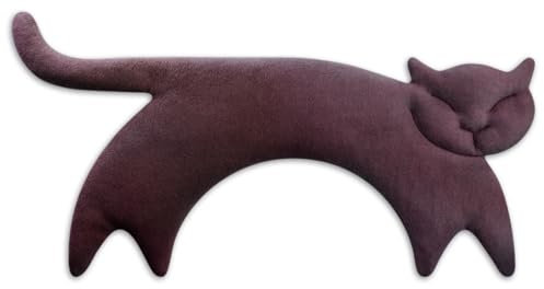 LESCHI Coussin chauffant micro ondes (47x23cm) en coton 100% bio, Chat violet, Bouillotte graines de blé 100% bio, Bouillotte micro-ondes idéale pour réchauffer cervicale, épaules, cou, nuque