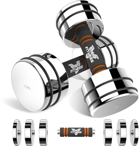 Dskeuzeew Steel Adjustable Dumbbells Set 2x7.5KG, Weight Lifting Training Set, Dumbbells Set (sold as a pair), Home Gym Fitness Dumbbell Training