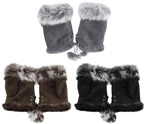 3 Pares De Guantes Para Mujer, Guantes Sin Dedos, Guantes De Felpa, Guantes Cálidos, Guantes De Felpa De Invierno, Productos De Protección Contra El Frío