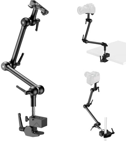 ALTSON 20.4/52cm Magic Arm Mounting Kit - Super Clamp, 1/4 Screw Adapter, Overhead Camera Desk Mount Stand for Flash/LED Light/Microphone/Monitor, SmallRig Camera Cage, Max Load: 6.61lbs/3kg