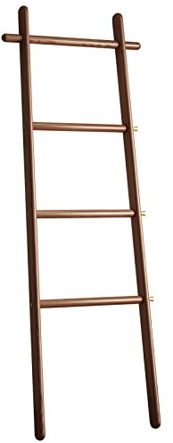 Échelle porte-serviettes en bambou avec 4 rails, crochets en laiton et pieds antidérapants – Échelle décorative pour l'organisation de la maison et le rangement élégant de la salle de bain