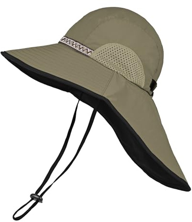 Elegante sombrero poncho de ala ancha para viajeros, plegable, para ciclismo, al aire libre, protección solar para verano (caqui)
