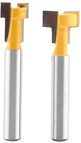 T Slot Cutter Router Bit Set, 2pcs Yellow T Slot Cutter Router Bit T Track Grooving Milling Cutter Tool for 3 / 8 Inch & 1 / 2 Inch Cutting Woodworking