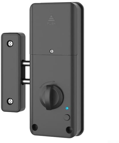 Cerradura invisible inteligente diseñada para una fácil instalación en puertas de madera, compatible con TTlock App Control (negro)