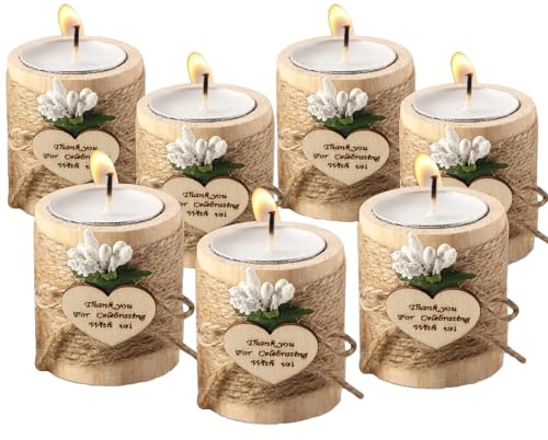 Set di 5 portacandele in legno personalizzati, candele nuziali, regali per feste nuziali, regali di nozze per gli ospiti