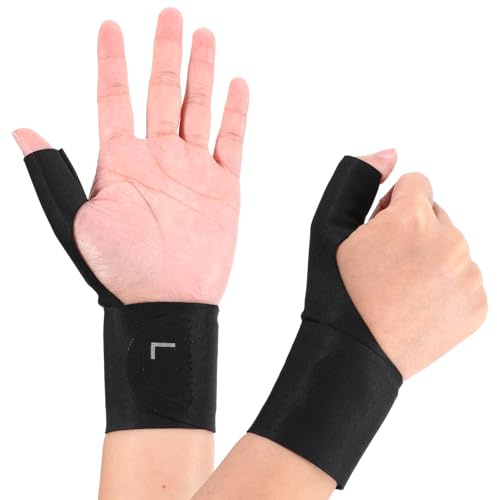 Wanmu 2 Pcs Thumb Wrist Brace Compression Sleeve, Elastic Support Brace Glove, Soft Stabilizer Splint for Women Men Protector Sports, Fits Both Hands (Black)