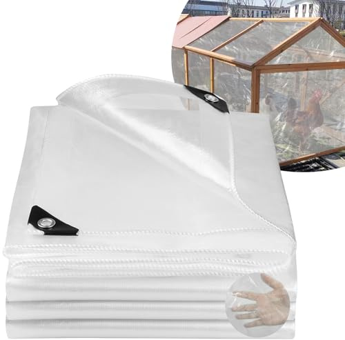 Clear Tarpaulin Waterproof Heavy Duty: 2m x 3m 130GSM Tear-Resistant PE Tarp with Reinforced Grommets - UV Protected Cover for Garden Pergola Ground & Chicken Coop