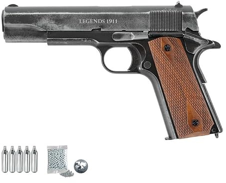 Pistola Umarex Legends 1911 Vintage (4,5mm) | Pack Pistola (500 bb's + CO2). Arma de Airsoft de Aire comprimido con Sistema CO2.
