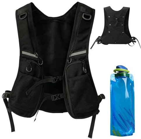 Running Vest, Lightweight Hydration Vest, Adjustable Unisex Reflective Vest with Phone Holder & Storage, Lightweight and Durable