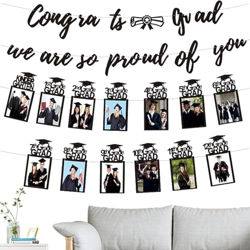 Bannière de Félicitations pour Diplômé | Bannière Photo pour la Maternelle au Lycée - Accessoires Félicitations Diplômé pour Lycée, Décorations de Fête pour Maternelle, Primaire,