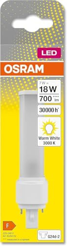 OSRAM Lampada DULUX D 18 LED per base G24D-2, 7 watt, 640 lumen, bianco caldo (3000K), ruotabile, sostituzione della tradizionale lampada Dulux da 18W (Confezione da 5)