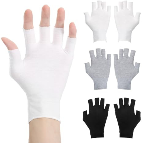 3 Pairs Fingerless Cotton Gloves, Unisex Hand Moisturizer Gloves, Moisturizing Glove Overnight Hydration, Eczema Glove for Dry Hands Sleeping Spa (Black, White, and Gray)