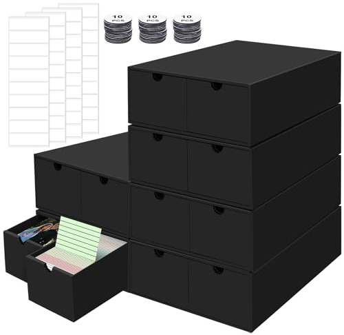 HIMOMO Set da 6 scatole per schede A8, Nero – Scatola porta schede in cartone per schede 52 × 74 mm, contenitore per schede di studio, casa, ricette, ufficio (adatto per oltre 10000+ schede)