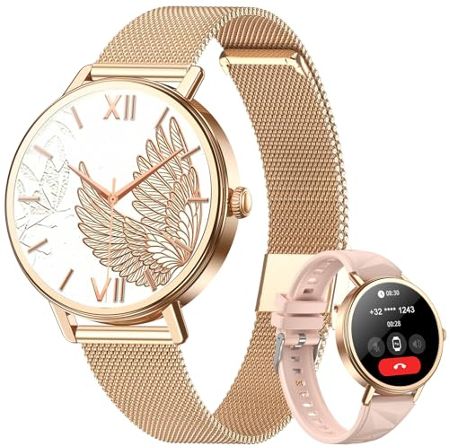 Blackview Smartwatch Donna, Effettua e Rispondi alle Chiamate, Orologio Smartwatch Fitness con 1.26' HD 112+ Sportive/SpO2/Monitoraggio del Sonno/Cardiofrequenzimetro per Android IOS