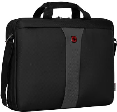 Wenger Legacy 17 laptop case with shoulder strap, notebook up to 17 inches, briefcase, organizer, 12 L, for men and women, office, business travel or uni, black/gray, 600654