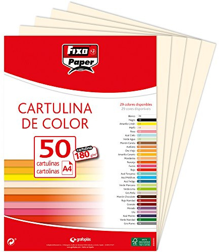 Fixo Paper Lot de 50 feuilles de papier cartonné A4 Ivoire 180 g | Certifié FSC - Cartes scolaires pour travaux manuels, travaux et projets créatifs