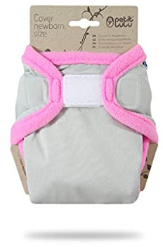 Petit Lulu Größe 1 PUL Überhose (2-6 kg) | Klett | Newborn Windelüberhose | Baby Windelhose | Waschbar & Wasserdicht | Stoffwindeln für Neugeborene | Hergestellt in EU (Grau (rosa))