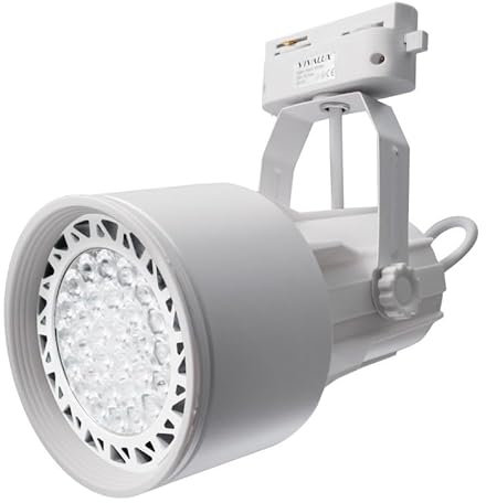 Faretto faro proiettore led binario monofase, Spot LED 35W Angolo stretto 38 gradi, Sistema a binari, Illuminazione Interno / E27, Orientabile, Negozio, Vetrina, Museo, Galleria, (Bianco 4000K)