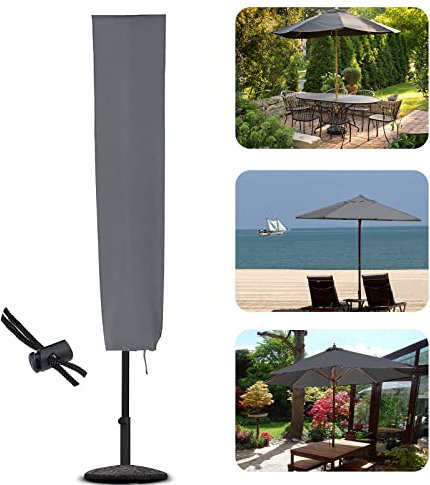 Copertura per ombrellone da cortile per ombrellone 153 x 30 x 30 cm, impermeabile, resistente agli strappi, rivestimento in PVC Oxford 600D, grigio