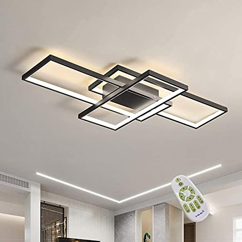 LED-taklampa Modernt vardagsrum Ljuskrona Dimbar Kreativ designlampa Takarmatur Belysning Vardagsrumslampor Sovrumslampor Studiekontor Taklampa,Black,110x60x6.5cm