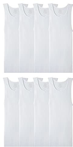 Fruit of The Loom Men's Lightweight Active Cotton Blend Underwear & Undershirts, Tank-8 Pack-White, Small