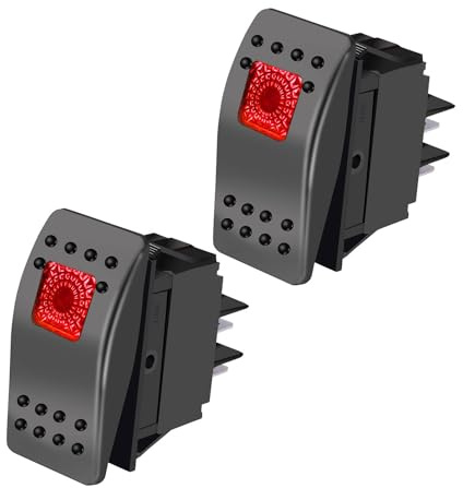 JMELEHW 2 luci LED per tastiera PCS12V, 4 pin SPST con luce LED, 20A, auto, fuoristrada, pulsante, auto, barca, oceano, rosso