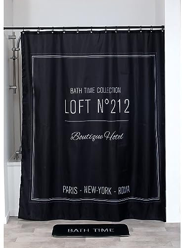 LiKeKa Duschvorhang 180x200 cm, Badvorhang Anti-Schimmel und Wasserdicht aus Stoff 100% Polyester, Waschbar, Inklusive Duschvorhangringe (Loft, 180 x 200 cm)