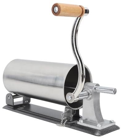 Ausla Manueller 3-Liter-Wurstfüller aus Edelstahl mit Stabiler Basis, Manueller Wurstfüller für den Heimgebrauch, Horizontale Füllmaschine für den Küchengebrauch