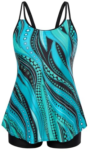 Hanna Nikole Traje De Baño Tankini De Dos Piezas De Talla Grande con Control De Barriga para Mujer