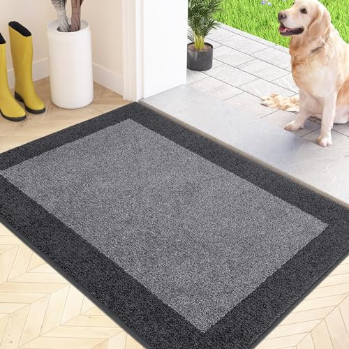 FCSDETAIL Schmutzfangmatte Innen 60 x 90 cm, rutschfeste Fußmatte, waschbar Sauberlaufmatte, absorbierend Fussmatte für Hund, Eingang, Haustür