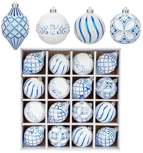 12er-Set Dekorative Weihnachtskugel Rustikale Weihnachtskugel-Ornamente im Vintage-Stil Weihnachtsdeko Weihnachtsbaum Dekoration Set für Weihnachtsbaum, Weihnachtshochzeitsfeier, Blau
