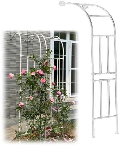 Metall Rosenbogen Garten Halbbogen Rankhilfe Rankgitter Torbogen Für Kletterpflanzen Stahlrahmen Halb-rosenbogen Witterungsbeständig(White,180X240X45cm)