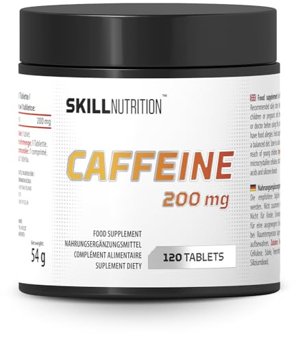 Skill Nutrition Caffeine 200 mg - 120 tabs | High-Potency Caffeine Capsules | Pure Energy for Any Occasion | Vegan-Friendly | No Additives