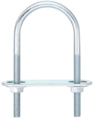 QUARKZMAN 6Pcs Pernos en U Redondos M6, Ancho Interior de 40mm, Longitud de 90mm Perno de Abrazadera en U con Tuercas y Placas, de Acero al Carbono para Reparación Tuberías y Industriale