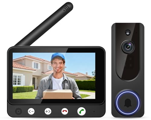 Daxadripo Wireless Doorbell Camera Video Intercom System with 4.5 Indoor Visual Base Station, Two Way Talk, Smart AI Motion Detection, Night Vision, Cloud Storage.