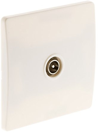 Zenitech - Toma de TV Ø9,52mm - Plástico - Fijación Tornillos/Garras, Cajas de Empotrar Estándar, Facilidad de Clipado Frontal, Instalación Antes de Pintar - Certificado CE - Blanco