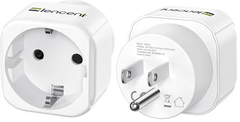 LENCENT 2X Adaptador Enchufe USA, Adaptador de Viaje Americano, Español Portugal 2-Pin Europa a 3-Pin EE.UU. para Estados Unidos/Canadá/México/Tailandia/Colombia/Dominicano/Japón/Cuba(Tipo B)