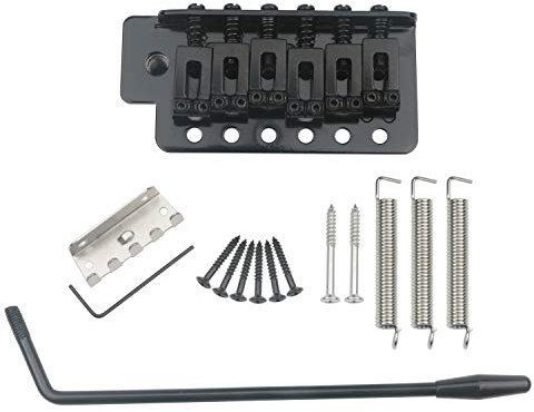 Unxuey E-Gitarre Bridge Tremolo System Set 6 Saiten Gitarren-Saitenhalter Ersatz mit Bar für Strat (Schwarz)