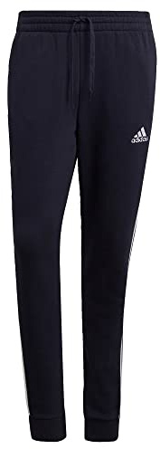 adidas Essentials Fleece Tapered Cuff 3-ränder byxor, Legend Ink/vit, XL