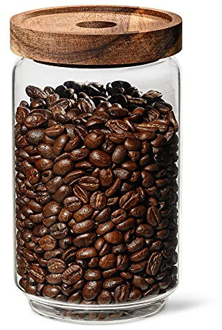 VIENESSO Kaffeedose luftdicht aus Glas (750 g) - Kaffeebohnen Behälter (Kaffee, Tee, Kakao, Nudeln u.a.) mit aromadichten Deckel für frische Kaffeebohnen - Vorratsdose Kaffebehälter