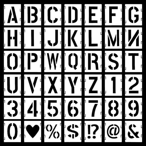 42 Stück Buchstaben Schablone Set, 5 cm Wiederverwendbare Buchstaben Zahlen Zeichen Schablonen Alphabetschablone für Holzschilder Malerei DIY und Handwerk
